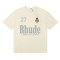 Rhude Lago Di Como 27 Crest Graphic Cream Short‑Sleeve Tee