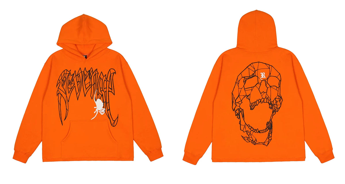 Revenge Spider Polygon Skull Graphic Hoodie