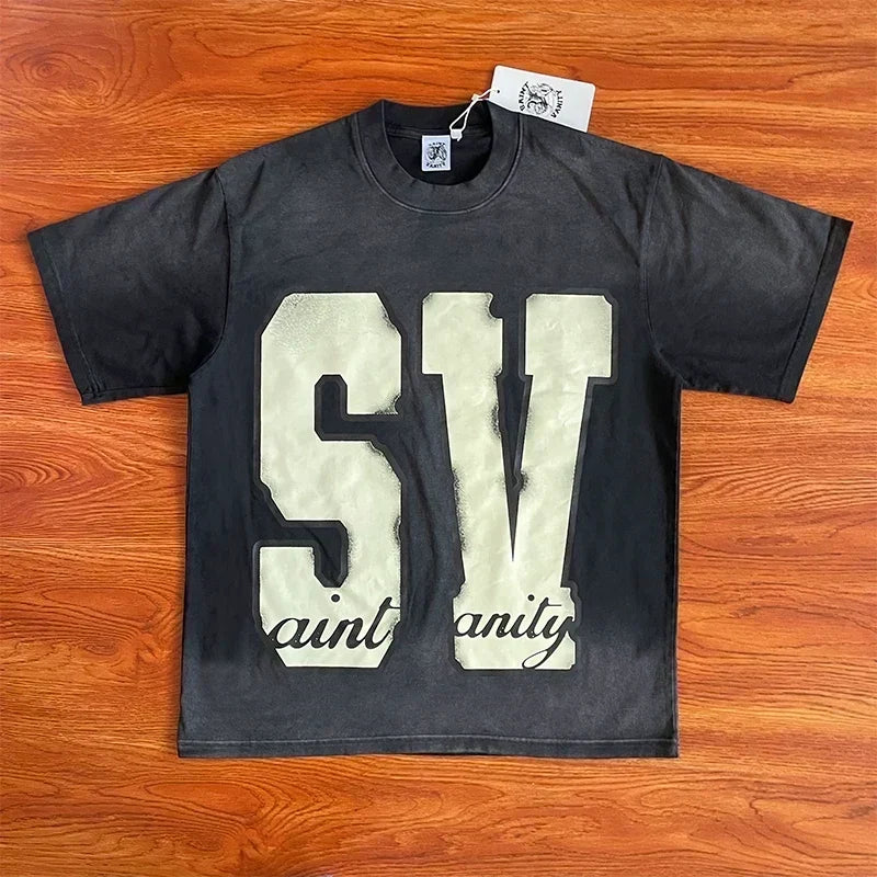 SAINT VANITY Simple Letterprint Casual T-shirt