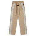 Fog Essentials Khaki Side‑Stripe Straight‑Leg Sweatpants Hip‑Hop Casual Pants
