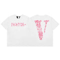 VLONE Friends Pink Lipstick Kiss Print Big V Logo Short Sleeve T‑Shirt