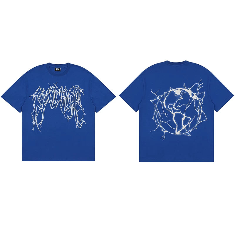Revenge White Lightning Globe Graphic T‑Shirt