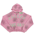 Valley Dreams Rhinestone Zip‑Up Cropped Hoodie, Unisex Pink Washed Streetwear Jacket