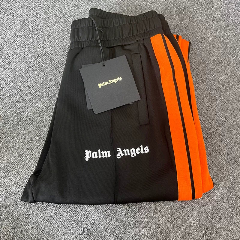 Palm Angels Black Orange Stripe Track Pants Unisex