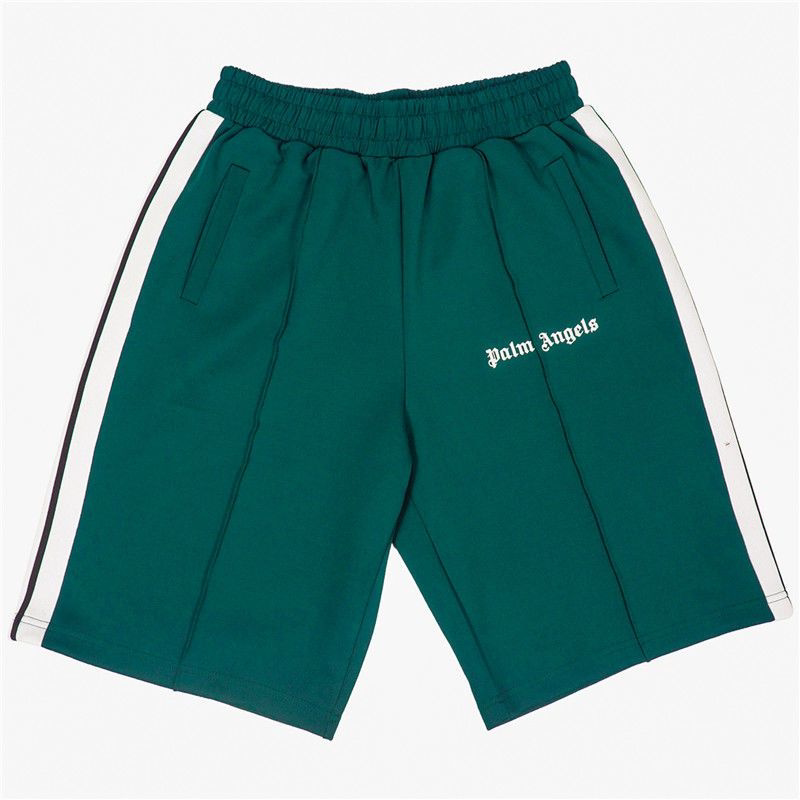 Palm Angels Dark Green White Side Stripe Shorts Unisex Classic Street Sports Shorts