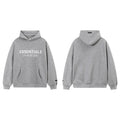 Fog Essentials Heather Grey Fleece‑Lined Oversized Pullover Hoodie White & Red Chest Logo