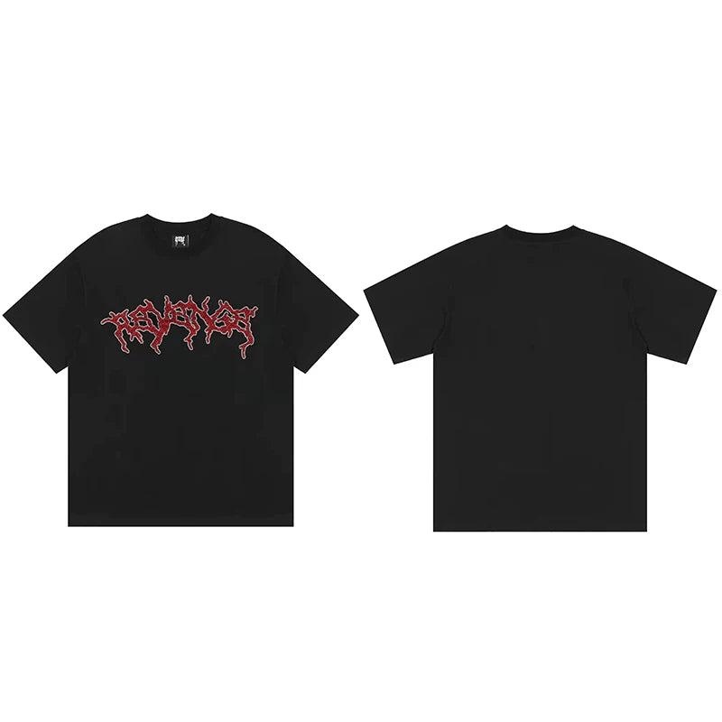 Revenge Red Drip Thorn Gothic Logo T‑Shirt