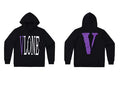 VLONE Purple Distressed Big V Hoodie Black