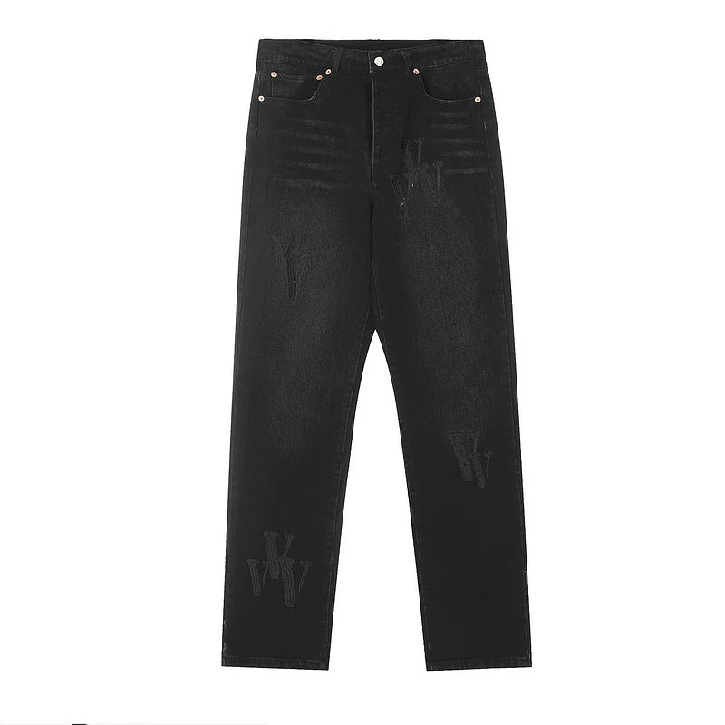 VLONE Embossed Big V Straight‑Leg Jeans