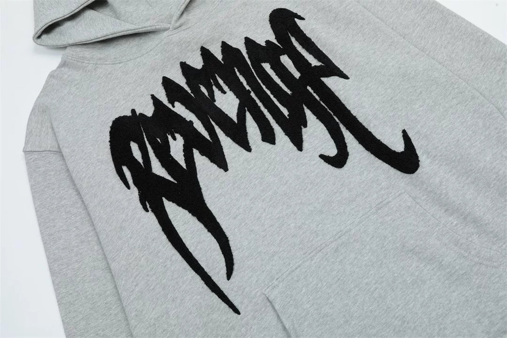 Revenge Black Gothic Embroidered Logo Pullover Hoodie