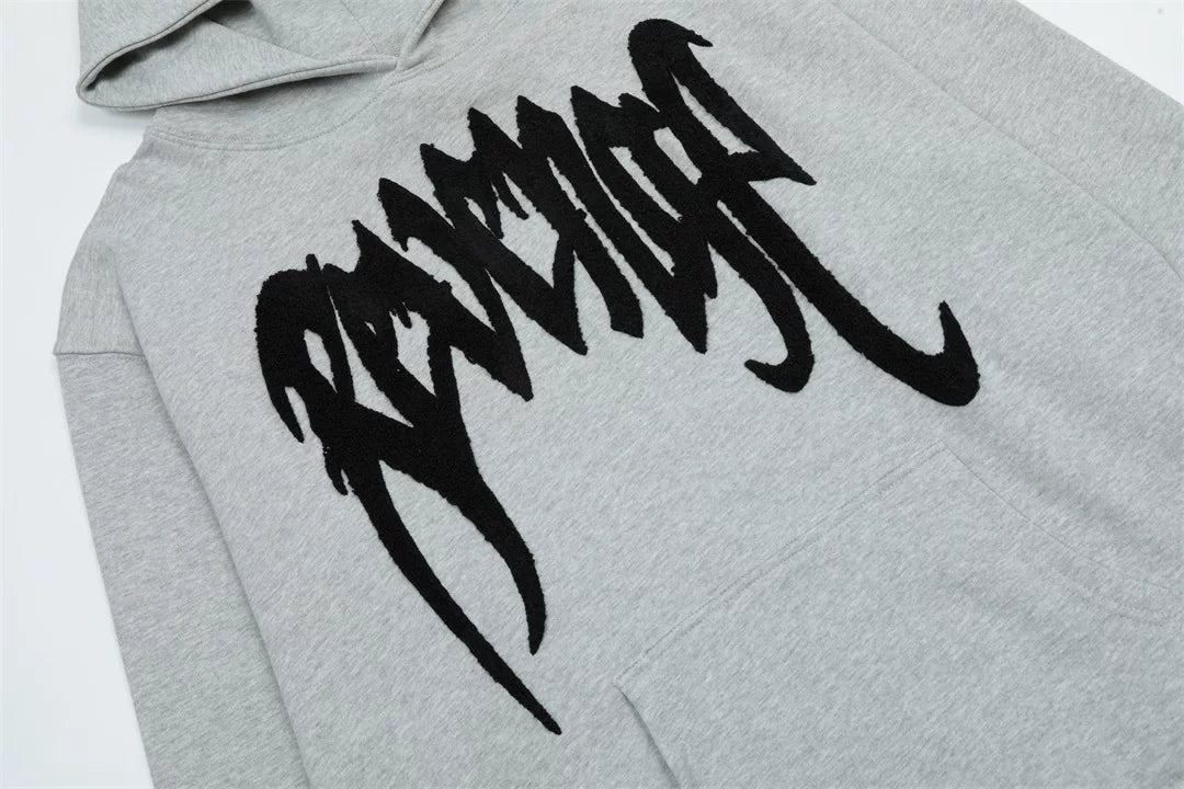 Revenge Black Gothic Embroidered Logo Pullover Hoodie