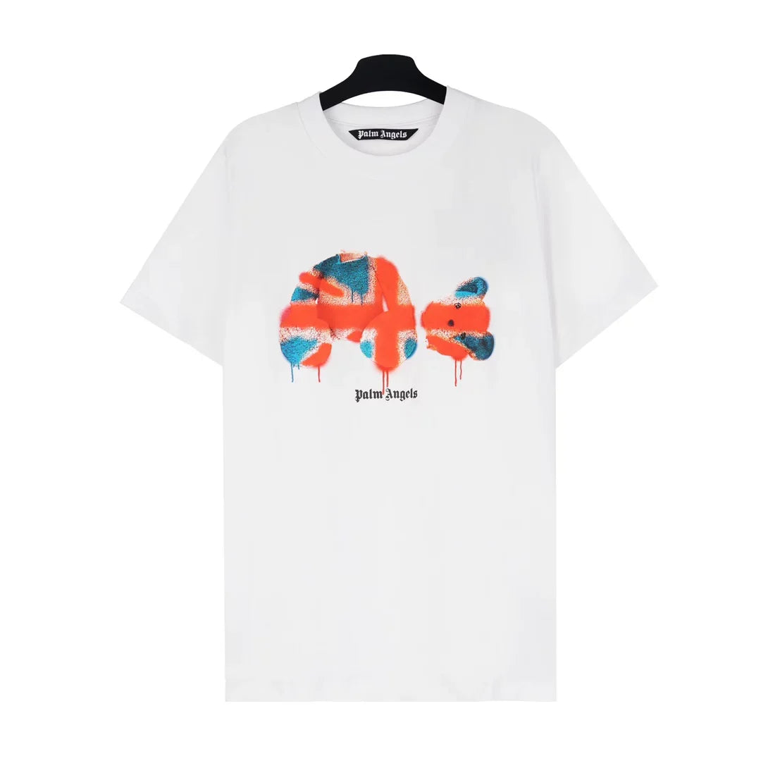 Palm Angel White Graffiti Bear Graphic Tee