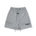 Fog Essentials Heather Grey Elastic Drawstring Black Logo Print Hip‑Hop Casual Street Shorts
