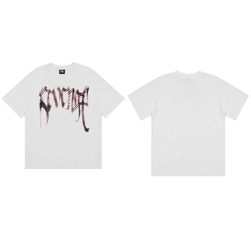 Revenge Blur Glitch Red‑Black Gothic Logo T‑Shirt