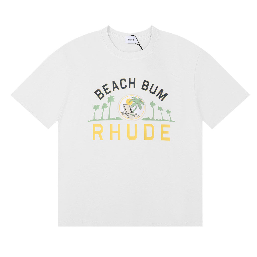 Rhude Beach Bum Palm Tree Beach Graphic Short Sleeve T-Shirt