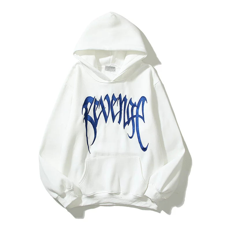Revenge Blue Gothic Script Logo Pullover Hoodie