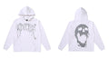 Revenge Grey Gothic Script Screaming Skull Hoodie