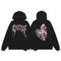 Revenge Pink Heart Rhinestone Spider Web Graphic Hoodie