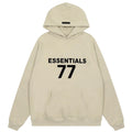 Fog Essentials Beige Oversized Hoodie “ESSENTIALS 77” Chest Graphic