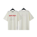 Palm Angels Cream Red Gothic Logo Tee