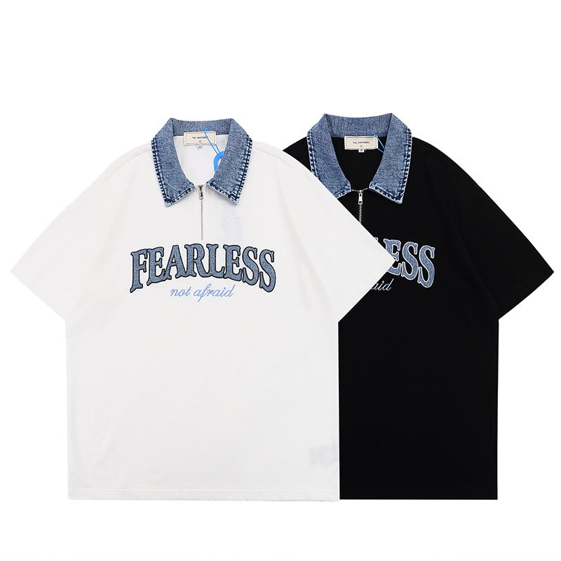 Men T-Shirt Summer Embroidered Loose Short Sleeve T-shirt
