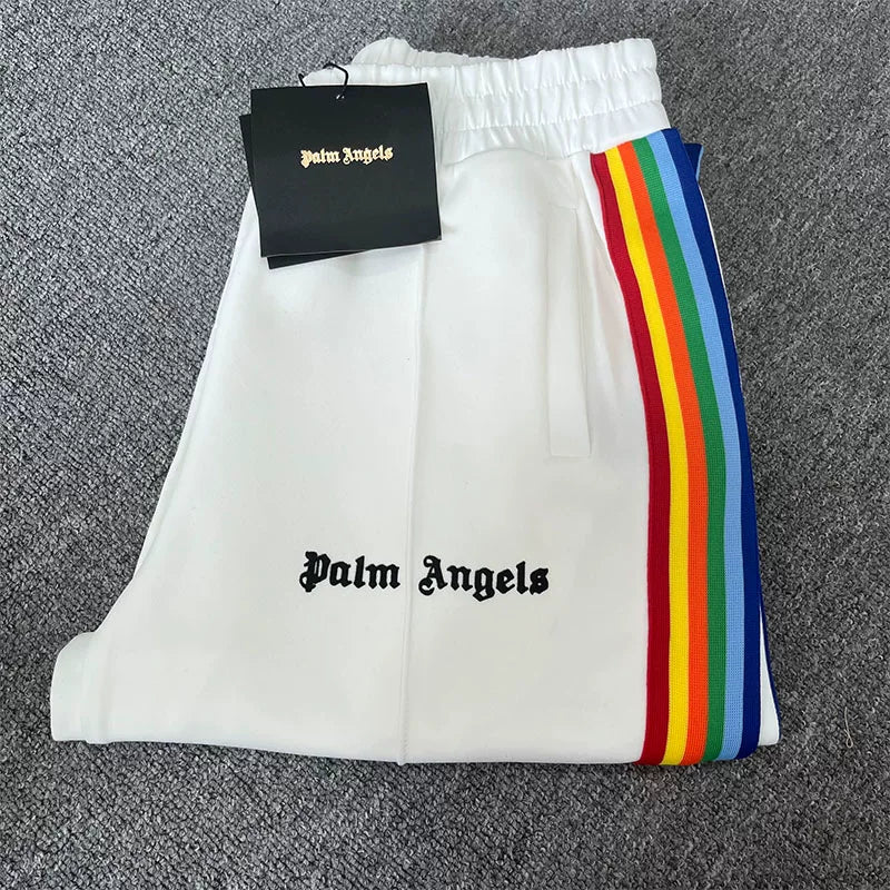 Palm Angels White Rainbow Track Pants Unisex