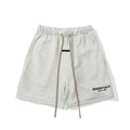 Fog Essentials Off‑White Elastic Waist Brown Drawstring Black Logo Print Casual Street Shorts