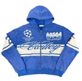 Valley Vintage Racing‑Style Zip‑Up Hoodie, Unisex Blue Washed Streetwear Jacket