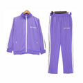 Palm Angels Purple Side Stripe Tracksuit 2 Piece Set Zip Jacket + Sweatpants Unisex Streetwear