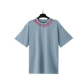 Palm Angels Light Blue Neck Red Logo Tee