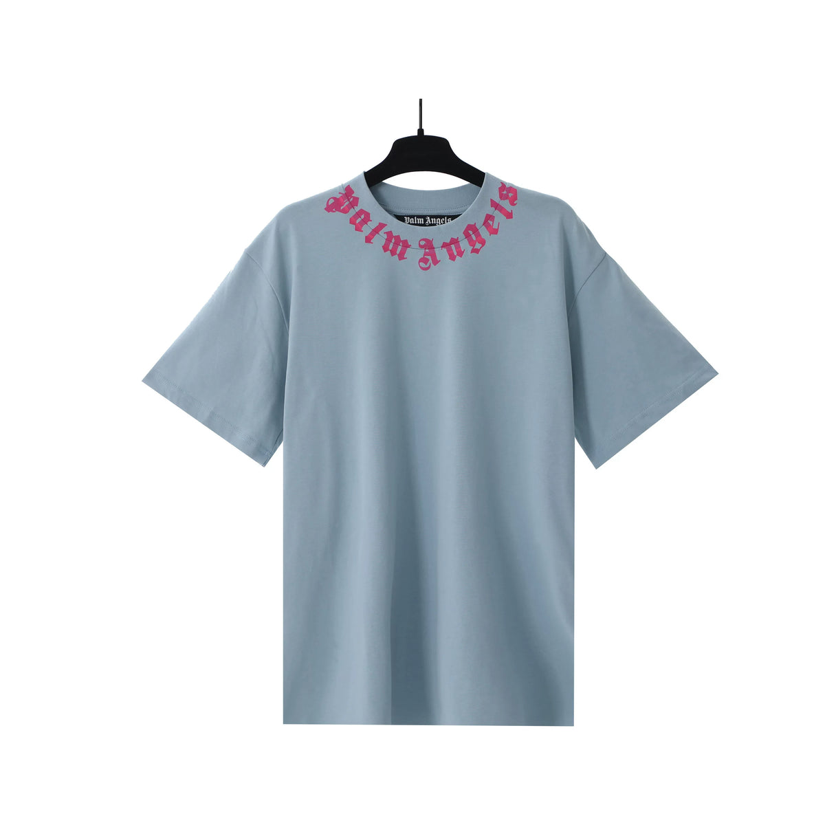 Palm Angels Light Blue Neck Red Logo Tee