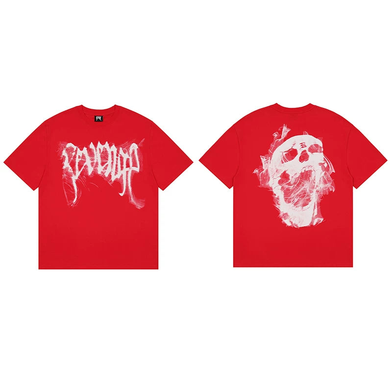 Revenge Smoke‑Effect Skull Graphic T‑Shirt