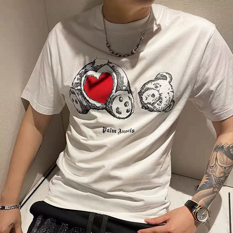 Palm Angel White Heart Broken Bear Graphic Tee