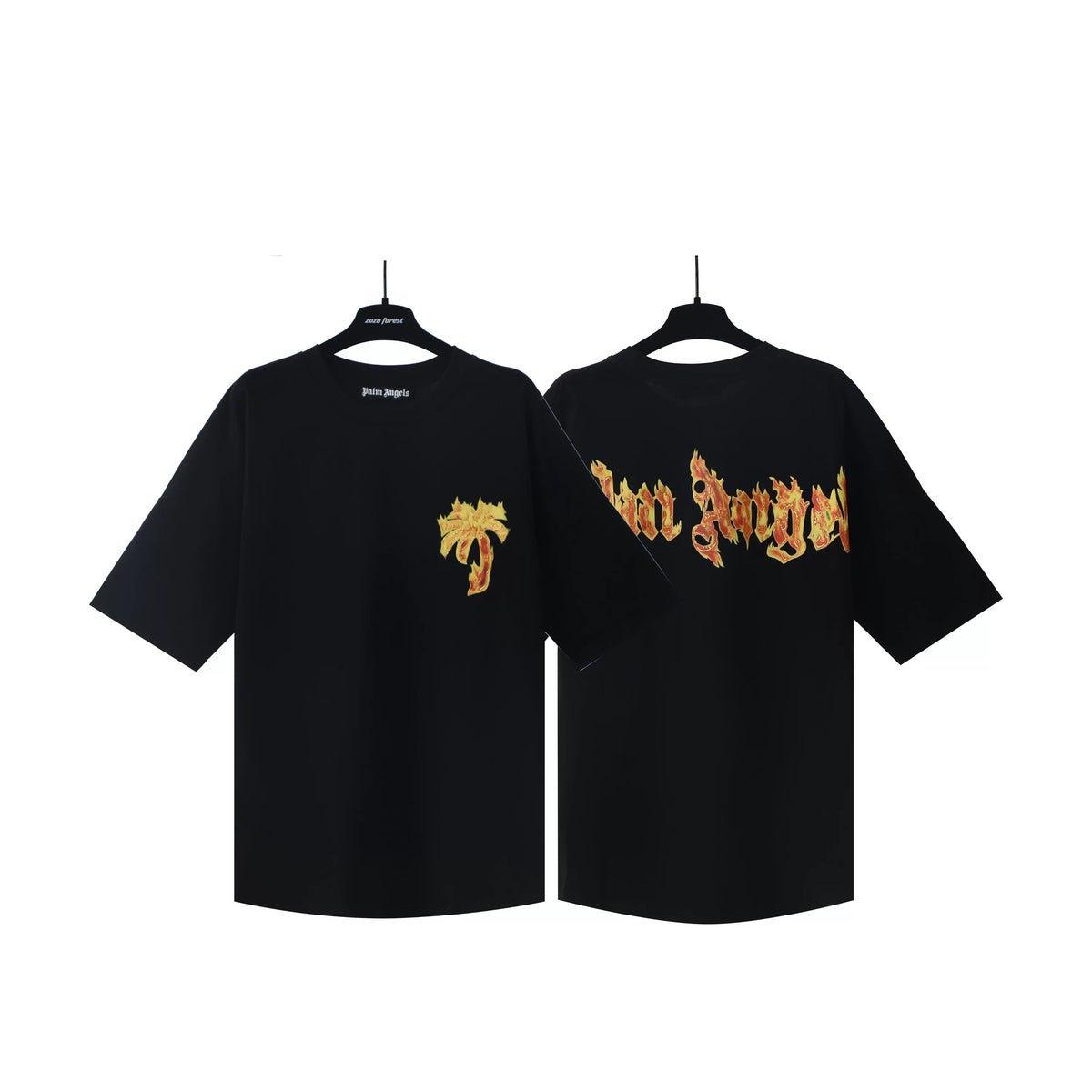 Palm Angels Black Small Palm & Flame Back Tee