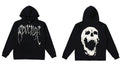 Revenge Sharp White Gothic Script Screaming Skull Hoodie