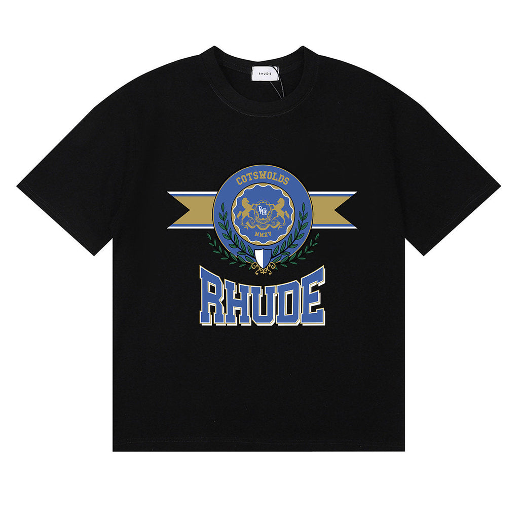 Rhude Cotswolds Laurel Crest Ribbon Graphic Short Sleeve T-Shirt