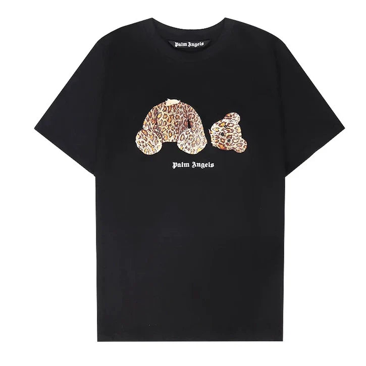 Palm Angel Black Leopard Bear Graphic Tee