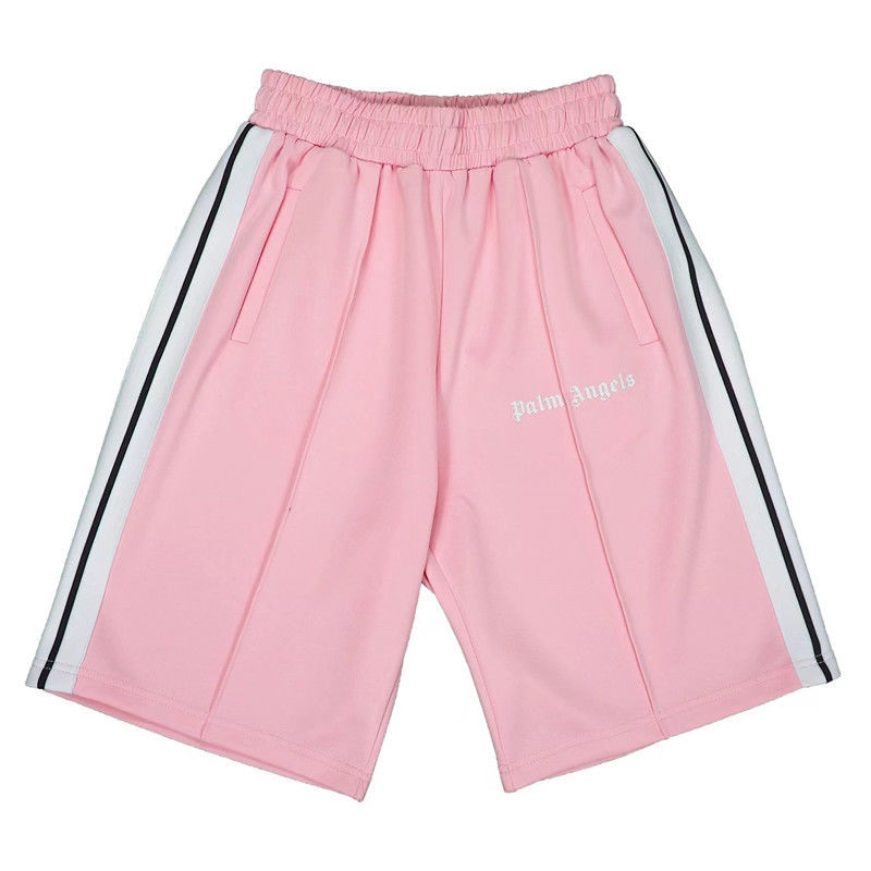 Palm Angels Pink Side Stripe Shorts Unisex Fashion Casual Summer Shorts
