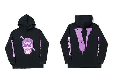 VLONE Purple Skull Drip Big V Hoodie Black