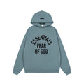 Fog Essentials Slate‑Blue Loose Pullover Hoodie Front Arch‑Print Hip‑Hop Street Top