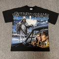VALEFOREVER Black Grim Reaper Vintage Horror Graphic Short Sleeve T-Shirt