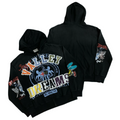 Valley Dreams Crest Bee Graphic Zip‑Up Hoodie, Unisex Black Vintage Streetwear Jacket