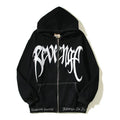 Revenge White Big Logo Contrast‑Stitch Zip Up Hoodie