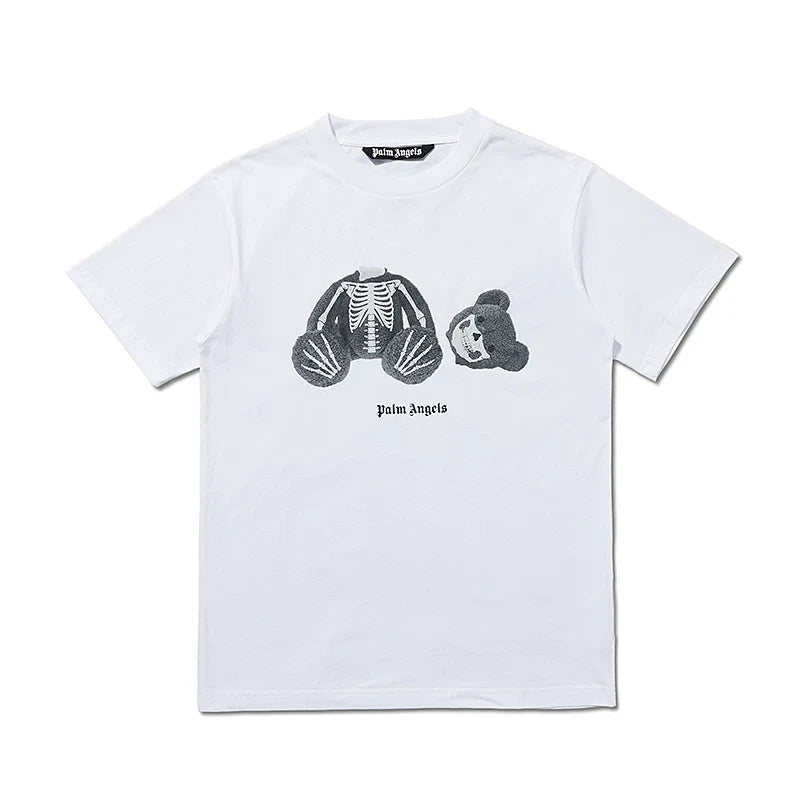 Palm Angel White Skeleton Bear Graphic Tee