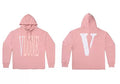 VLONE White Big V Logo Hoodie Dusty Pink