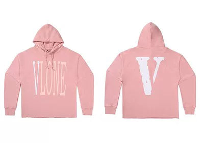 VLONE White Big V Logo Hoodie Dusty Pink