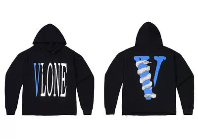 VLONE White Snake Wrap Blue Big V Hoodie Black