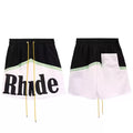 Rhude Color‑Block Bold Logo Yellow Drawstring Streetwear Shorts