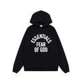 Fog Essentials Classic Black‑White Graphic Print Pullover Hoodie Unisex Street Sweatshirt