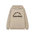Fog Essentials Minimalist Embroidered Light Khaki Drop‑Shoulder Hooded Sweatshirt